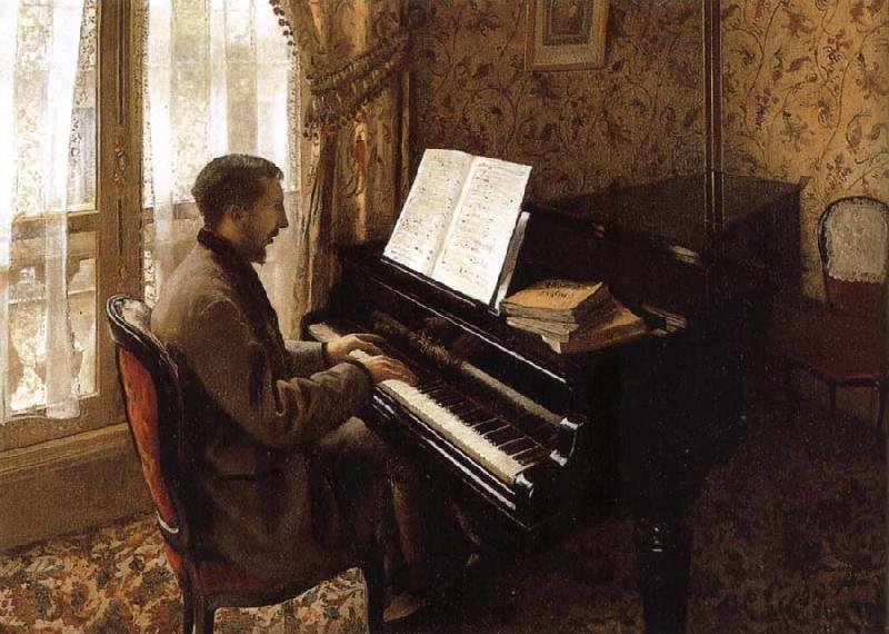 Gustave Caillebotte The young man plays the piano France oil painting art